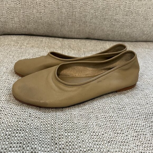 Jenni Kayne Charlotte Ballet Flat in Khaki Brown Leather Size 38 (8 Equivalent) - Picture 9 of 14
